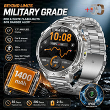 1400mAh Smart Watch for Men, Outdoor GPS Sports Watch with AMOLED Display, Bluetooth Calling, IP68 Waterproof & Flashlight