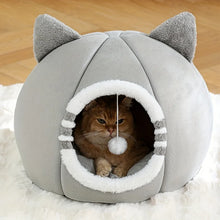 Cozy Cat Cave Bed, Cute Cartoon Pet Bed for Cats & Small Dogs, Soft Covered Sleeping House with Cushion
