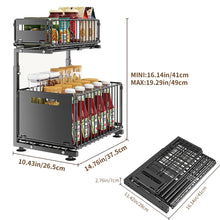 2-Tier Under Sink Organizer, Adjustable Pull-Out Storage Shelf for Kitchen & Bathroom Cabinets