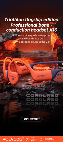 POLVCDG X16 Bone Conduction Swimming Headphones, IPX8 Waterproof, 32GB Memory, Bluetooth 5.4 Sports Earphones