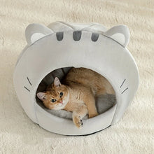 Cozy Cat Cave Bed, Cute Cartoon Pet Bed for Cats & Small Dogs, Soft Covered Sleeping House with Cushion