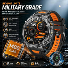 1400mAh Smart Watch for Men, Outdoor GPS Sports Watch with AMOLED Display, Bluetooth Calling, IP68 Waterproof & Flashlight