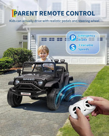 Electric Ride-On Truck for Kids, 12V Kids Car with Remote Control, LED Lights, Music & Bluetooth