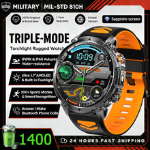 1400mAh Outdoor GPS Smart Watch, 1.7" AMOLED Display, Bluetooth Calling, IP68 Waterproof, 100+ Sports Modes & LED Flashlight
