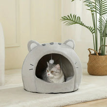 Cozy Cat Cave Bed, Cute Cartoon Pet Bed for Cats & Small Dogs, Soft Covered Sleeping House with Cushion