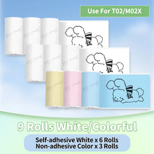 Phomemo T02/M02X Colorful Thermal Sticker Paper Roll Self-adhesive Black Character on Mint Green/Purple/Orange,50mm x 3.5m