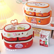 Kawaii Kids Bento Lunch Box, Cute Portable School Lunch Container with Compartments, Microwave Safe Food Storage Box