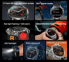 1400mAh Smart Watch for Men, Outdoor GPS Sports Watch with AMOLED Display, Bluetooth Calling, IP68 Waterproof & Flashlight