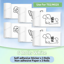 Phomemo T02/M02X Colorful Thermal Sticker Paper Roll Self-adhesive Black Character on Mint Green/Purple/Orange,50mm x 3.5m