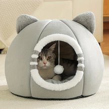Cozy Cat Cave Bed, Cute Cartoon Pet Bed for Cats & Small Dogs, Soft Covered Sleeping House with Cushion