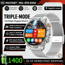 1400mAh Outdoor GPS Smart Watch, 1.7" AMOLED Display, Bluetooth Calling, IP68 Waterproof, 100+ Sports Modes & LED Flashlight