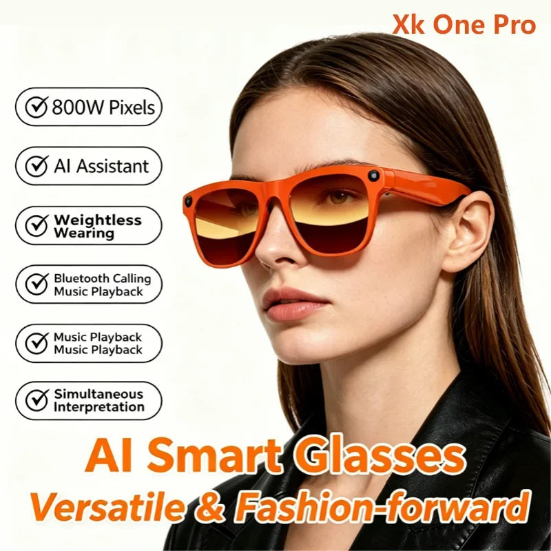 Lenovo AI Smart Glasses with 8MP Camera, Bluetooth Calling, Voice Translation & Music, Smart Sunglasses with 3 Lenses