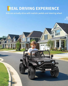 Electric Ride-On Truck for Kids, 12V Kids Car with Remote Control, LED Lights, Music & Bluetooth