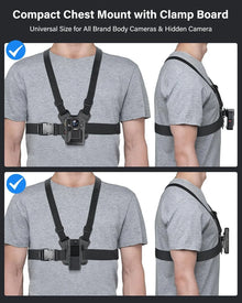 Dual Shoulder Body Camera Chest Mount, Adjustable Wearable Harness for Body Cameras, Secure Hands-Free Camera Holder