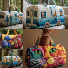 Quilted Cat Duffel Bag, Large Travel & Gym Bag with Adjustable Strap, Colorful 3D Design, Lightweight Sports Tote