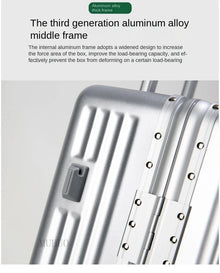Aluminium Frame Suitcase Front Opening Cabin Luggage with USB Cup Holder Female Trolley Case Male Brake Wheel Travel Suitcase