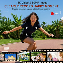 OurLife Digital Camera, 5K 80MP Vlog Camera with 18X Digital Zoom, Dual IPS Screen & WiFi
