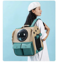 Space Capsule Pet Carrier Backpack, Breathable Cat & Small Dog Travel Bag, Portable Pet Backpack with Transparent Window