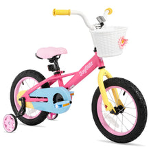 JOYSTAR Macaroon Kids Bike with Training Wheels, Front Basket & Colorful Design, 12–18 Inch Bicycle for Toddlers