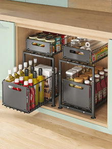2-Tier Under Sink Organizer, Pull-Out Storage Basket for Kitchen & Bathroom Cabinets