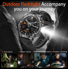 1400mAh Smart Watch for Men, Outdoor GPS Sports Watch with AMOLED Display, Bluetooth Calling, IP68 Waterproof & Flashlight