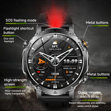 1400mAh Smart Watch for Men, Outdoor GPS Sports Watch with AMOLED Display, Bluetooth Calling, IP68 Waterproof & Flashlight