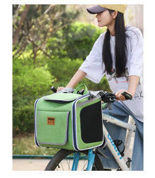 Pet Bicycle & Motorcycle Carrier Bag, Portable Cat & Small Dog Travel Backpack with Breathable Mesh