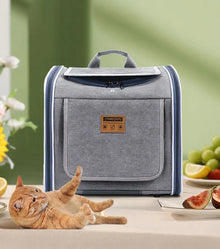 Pet Bicycle & Motorcycle Carrier Bag, Portable Cat & Small Dog Travel Backpack with Breathable Mesh