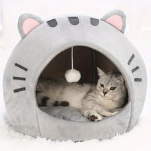 Cozy Cat Cave Bed, Cute Cartoon Pet Bed for Cats & Small Dogs, Soft Covered Sleeping House with Cushion