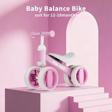 Baby Balance Bike for 12–18 Months, 4-Wheel No-Pedal Toddler Bike with Adjustable Seat, First Ride-On Toy