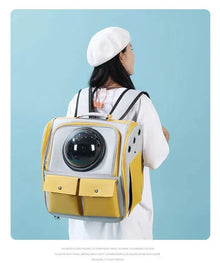 Space Capsule Pet Carrier Backpack, Breathable Cat & Small Dog Travel Bag, Portable Pet Backpack with Transparent Window