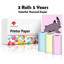 Phomemo T02/M02X Colorful Thermal Sticker Paper Roll Self-adhesive Black Character on Mint Green/Purple/Orange,50mm x 3.5m