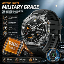 1400mAh Smart Watch for Men, Outdoor GPS Sports Watch with AMOLED Display, Bluetooth Calling, IP68 Waterproof & Flashlight