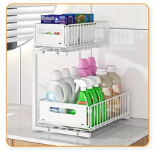 2-Tier Under Sink Organizer, Adjustable Pull-Out Storage Shelf for Kitchen & Bathroom Cabinets