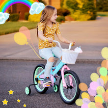 JOYSTAR Macaroon Kids Bike with Training Wheels, Front Basket & Colorful Design, 12–18 Inch Bicycle for Toddlers