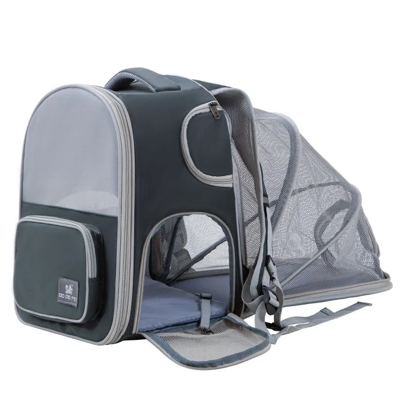 Expandable Pet Carrier Backpack for Cats & Small Dogs – Breathable Travel Bag