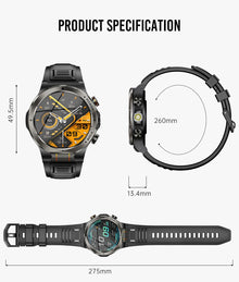 LIGE Military Smart Watch, 1000mAh Ultra-Long Battery, 1.43" AMOLED Display, 5ATM Waterproof, Bluetooth Calling, Sports Watch with Flashlight