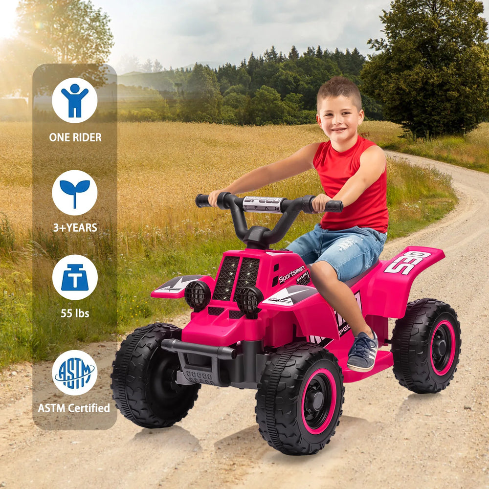 6V Kids Electric ATV Ride-On Toy, 4-Wheel Battery Powered Quad with Pedal, Forward & Reverse, for Toddlers