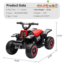 6V Kids Electric ATV Ride-On Toy, 4-Wheel Quad with LED Headlights, Music, Forward & Reverse