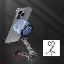 Magnetic Phone Tripod Stand, Adjustable Foldable Phone Holder for iPhone 12–17 Series, MagSafe Compatible