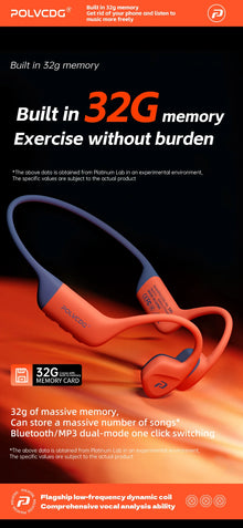 POLVCDG X16 Bone Conduction Swimming Headphones, IPX8 Waterproof, 32GB Memory, Bluetooth 5.4 Sports Earphones