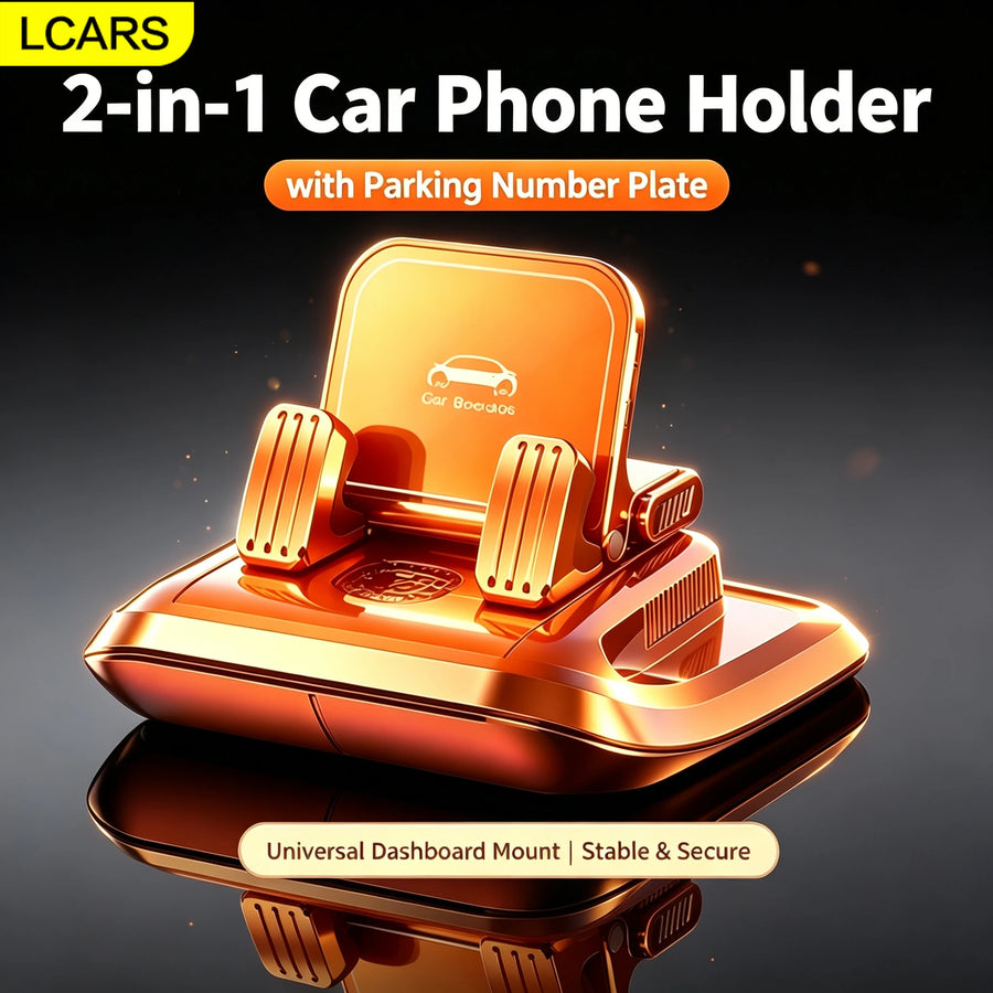 2-in-1 Car Phone Holder with Parking Number Card & Aromatherapy, Multifunctional Dashboard Phone Mount