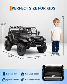 Electric Ride-On Truck for Kids, 12V Kids Car with Remote Control, LED Lights, Music & Bluetooth