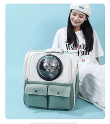 Space Capsule Pet Carrier Backpack, Breathable Cat & Small Dog Travel Bag, Portable Pet Backpack with Transparent Window