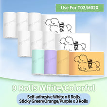 Phomemo T02/M02X Colorful Thermal Sticker Paper Roll Self-adhesive Black Character on Mint Green/Purple/Orange,50mm x 3.5m