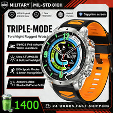 1400mAh Outdoor GPS Smart Watch, 1.7" AMOLED Display, Bluetooth Calling, IP68 Waterproof, 100+ Sports Modes & LED Flashlight