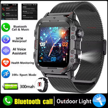Rugged Smart Watch for Men, 2.01" HD Touchscreen with Bluetooth Calling, Voice Assistant & LED Flashlight