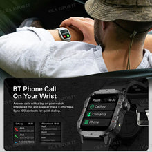 Rugged Smart Watch for Men, 2.01" HD Touchscreen with Bluetooth Calling, Voice Assistant & LED Flashlight