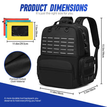 Heavy-Duty Tool Backpack, Large Tool Storage Bag with 3 Organizer Pouches, Multi-Pocket Work Backpack for Electricians & Plumbers