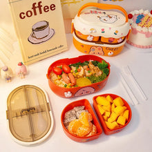 Kawaii Kids Bento Lunch Box, Cute Portable School Lunch Container with Compartments, Microwave Safe Food Storage Box